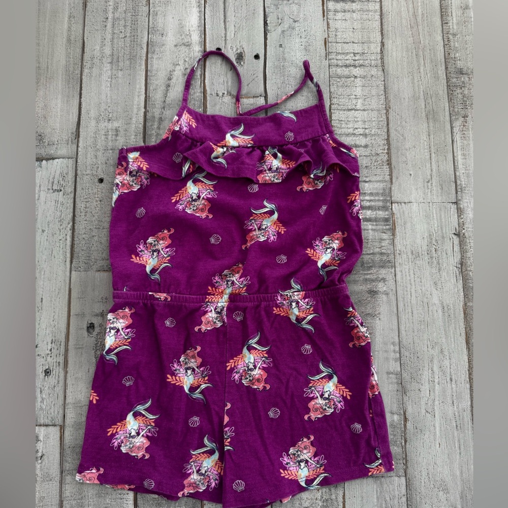 Disney Purple Mermaid Print Girl’s Ruffle Romper